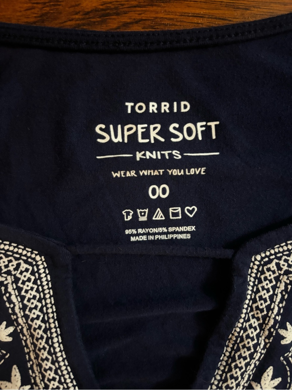 Torrid Super Soft Top Navy Blue White Floral V-Neck Short Sleeve Babydoll Blouse - Picture 7 of 8